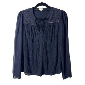 Anthropologie‎ tiny long sleeve blue blouse women's size small
